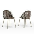 thumbnail image 2 of Best Master Miramar Velvet Metal Dining Chairs in Yellow Leopard Print Set of 2, 2 of 3