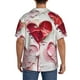 thumbnail image 3 of Balery Textured Heart Abstract Art Camisa Casual de Manga Corta con Botones para Hombre, Texturizada, Estilo Cubano, para Playa, Verano-XX-Large, 3 of 5