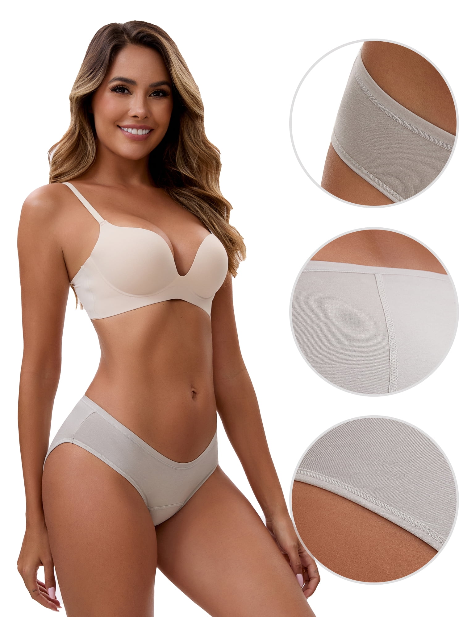 Unique Bargains Women's 3 Layers Leak Proof Cotton Briefs S Gray