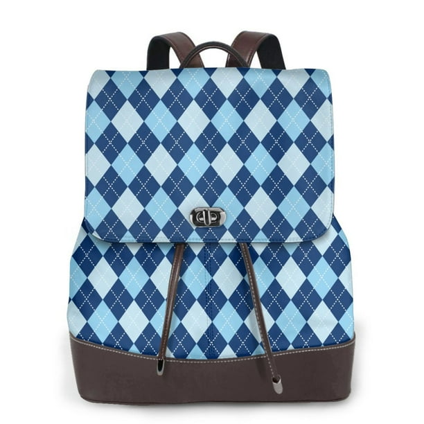 Fotbe Blue Squares Mochila Bolso con Estampado para Mujer, Mochila Antirrobo de Nylon Impermeable, Bolsa Ligera de Hombro