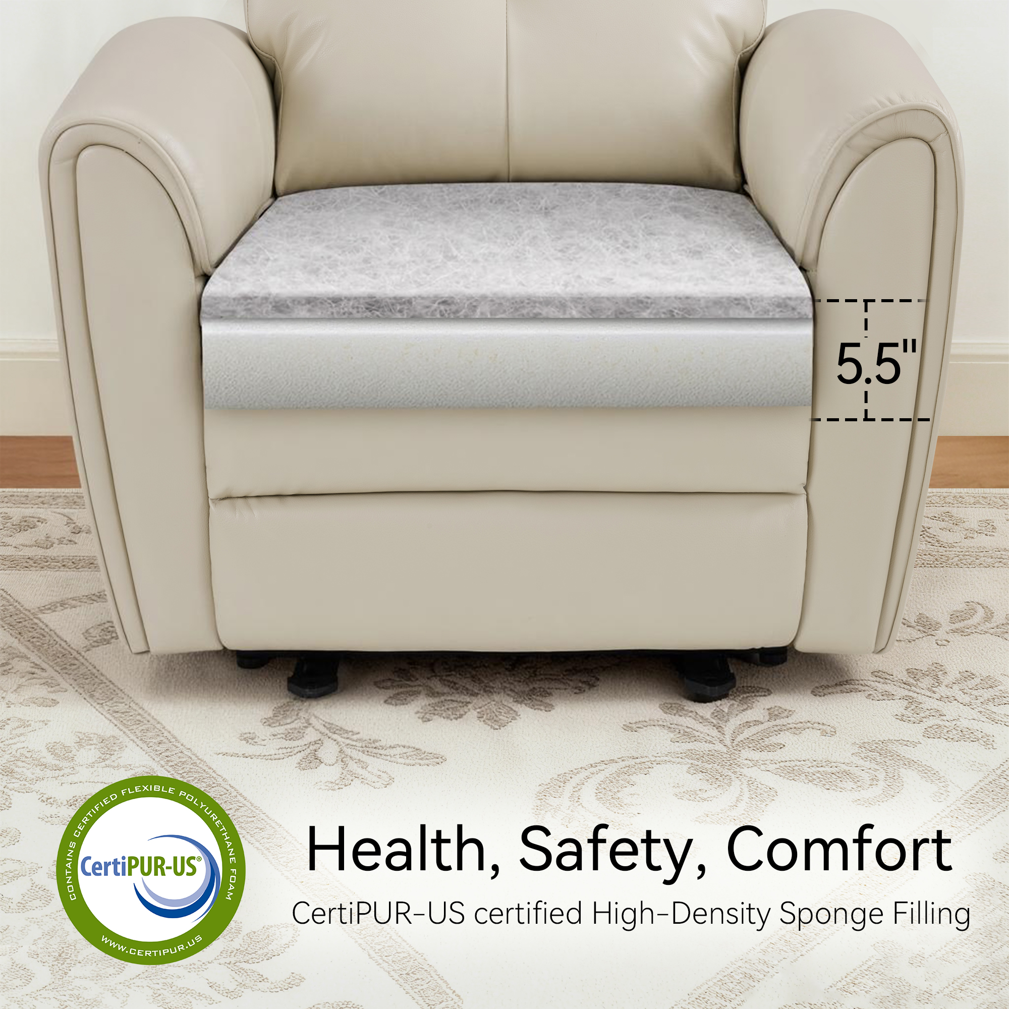 MCombo Zero Wall Hugger Power Recliner Chair for Small Spaces, Small Living Room, FSC Certified, Faux Leather, Beige
