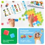 PicassoTiles 102PCS 1 Pixel Magnetic Puzzle Cube Set, Mix & Match Building Blocks, STEM Educational Toy with Idea Book for Kids Age 3+