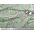thumbnail image 3 of Soimoi Green Cotton Duck Fabric Anemone & Lavender Blue Flower Floral Printed Craft Fabric by the Yard 44 Inch Wide, 3 of 3