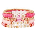 thumbnail image 2 of Pulseras para mujer, regalos para mujer, pulsera de cerámica suave apilada para el día de San Valentín, pulsera de cerámica suave con cuentas y letras en inglés, una pulsera, 2 of 2