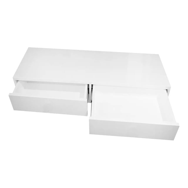 Repisa Flotante Blanca con Doble Cajón 80x30 cm Estante de Almacenaje para Pared