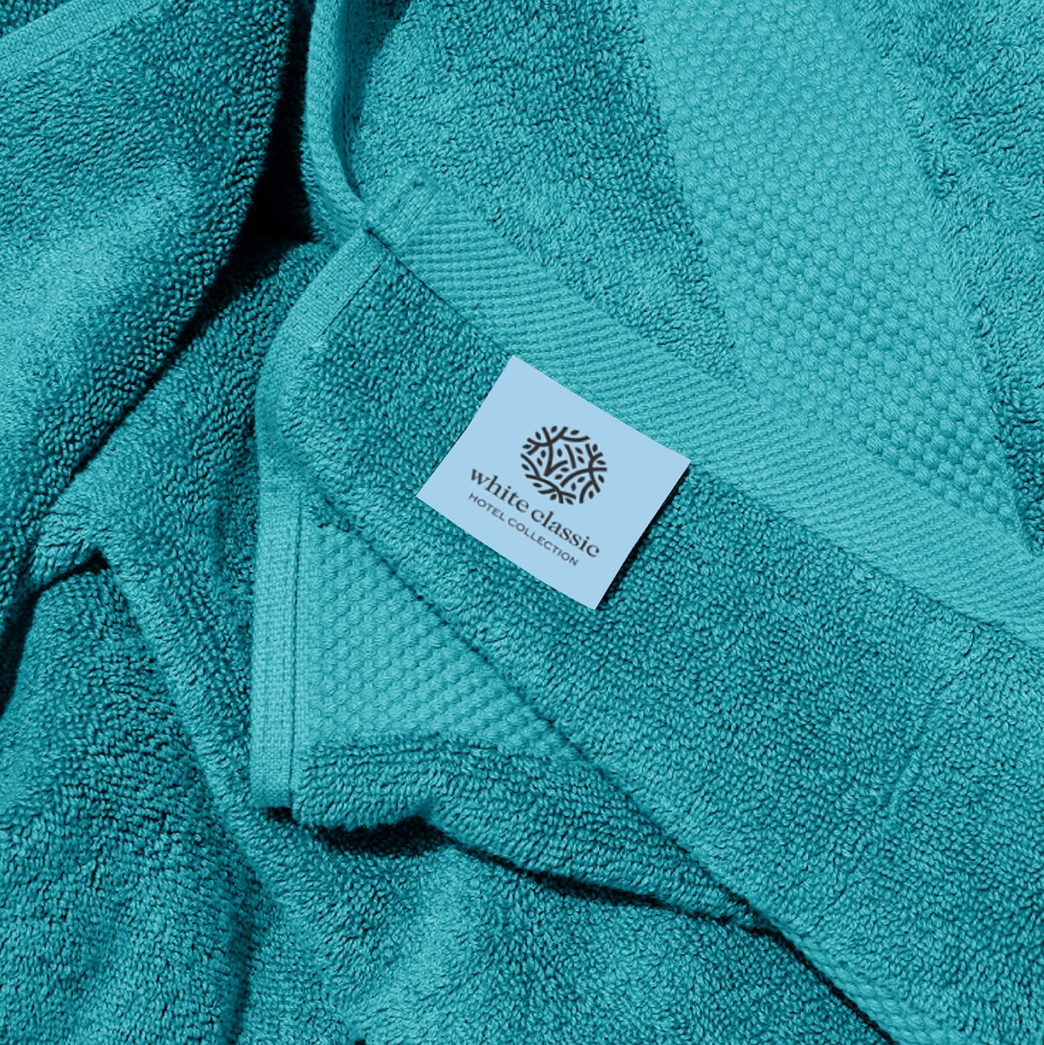 White Classic Luxury Bath Towels Large - Cotton Hotel spa Bathroom Towel |30x56 | 4 Pack | Aqua