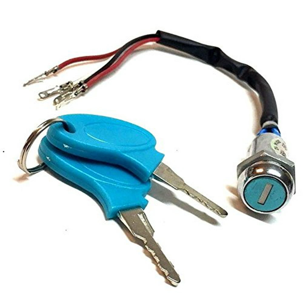ELECTRIC SCOOTER 4WIRE IGNITION KEY SWITCH W/2 BLUE KEYS 2 POSITION ON