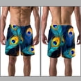 thumbnail image 3 of luoweisi Men's Beach Shorts Quick Dry Swim Trunks with Mesh Lining Peacock Feather M, 3 of 5