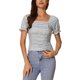 thumbnail image 1 of INSPIRAR CHIC Blusa corta con fruncido elegante para mujeres de ajuste delgado con estampado floral verde S, 1 of 5