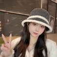 thumbnail image 5 of Xfvqtps Womens Cloche Bucket Hat Knit Chunky Dome Top Winter Color Matching Windproof Coldproof Warm Fall Winter Fishing Hat Gray, 5 of 6