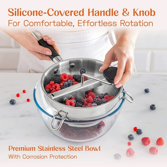 Stainless Steel Food Mill With 3 Discs - Rotary Mill For Tomato Sauce, Puree,  Food