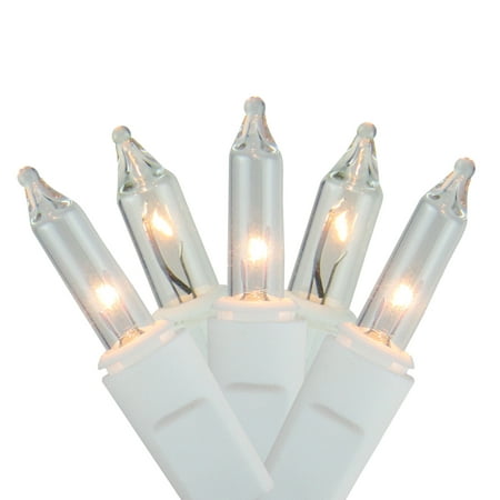 Set of 150 Shimmering Clear Mini Icicle Christmas Lights - White