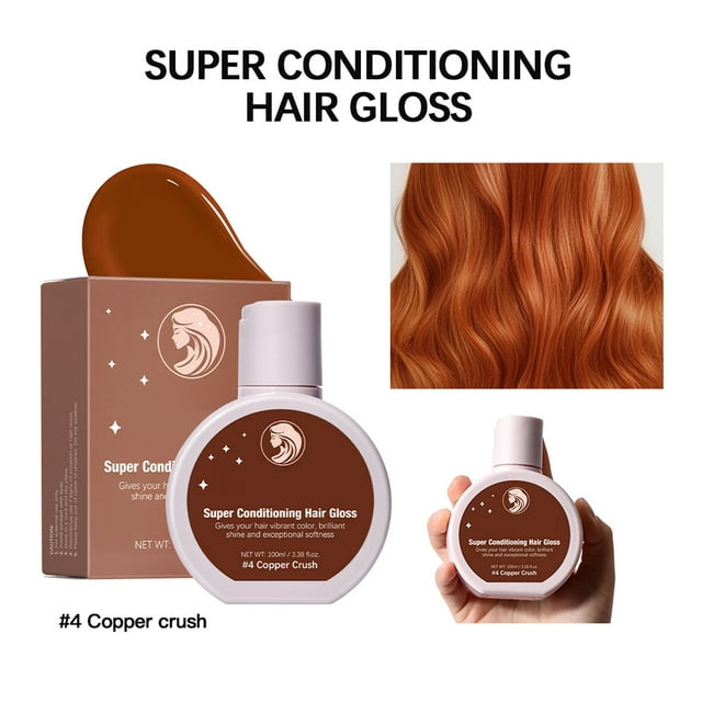 Herunwer Brillant à Cheveux Super Revitalisant pour Cheveux Bruns Ou Rouges, Rehausse la Brillance et Contrôle les Frisottis, Sans Javellisant, Rehausse la Couleur, Hydrate et Nourrit le Brillant à Cheveux