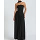 thumbnail image 3 of CORIRESHA Vestido largo de tubo para mujer, elegante, sin tirantes, con abertura alta, fruncido, formal, para invitada de boda, con bufanda, 3 of 4