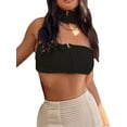 thumbnail image 2 of Seyurigaoka Women Summer Tube Tops Solid Color Knitted High Collar Halter Neck Zipper Strapless Cropped Tops Slim Vest, 2 of 4