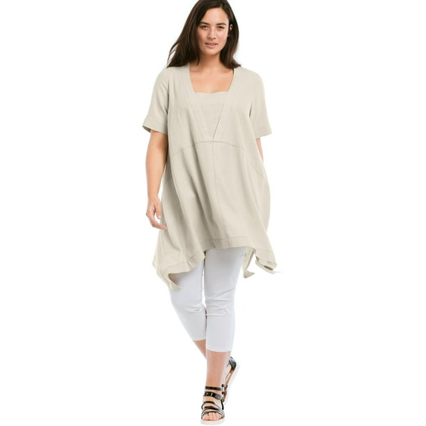 Ellos Ellos Womens Plus Size Linen Blend Hanky Hem Tunic Tunic 1353