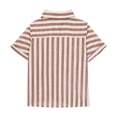 thumbnail image 6 of akafmk Girls Short Sleeve Shirts Cotton Linen Stripe Button Down Shirt Collared Relaxed Summer Casual Beach Shirt, 5-15Y, 6 of 8
