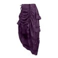thumbnail image 4 of Wxolcjlv Women's Ruched High‑Low Midi Skirt Drawstring Side Ruffle Trim Club Skirts, 4 of 4
