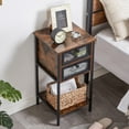 thumbnail image 4 of VECELO Nightstand with 2 Flip Drawer and Storage Shelf, Industrial End Table Bedside Sofa Table for Living Room Bedroom Office, Brown, 4 of 8