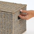 thumbnail image 3 of mDesign Woven Seagrass Home Storage Basket with Lid, Set of 3 - Gray Finish, 3 of 8