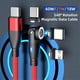 thumbnail image 2 of E9 2m 3-in-1 iP Micro Type-C 540 Degree Rotation PD 60W Fast Charging Magnetic Data Cable - Green, 2 of 5