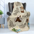 thumbnail image 4 of Jamaican Soft Flannel Fleece Throw Blanket, Hand Drawn Illustrations of Elements from Caribbean Cultures Old Paper Effect, Cozy Plush for Indoor and Outdoor Use, 50" x 70", Multicolor, by Ambesonne, 4 of 5