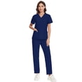 thumbnail image 2 of Niaahinn Women's Scrubs Set - V-Neck Top & Drawstring Jogger Scrub Pant for Nursing Uniforms, 9 colors, 2 of 7