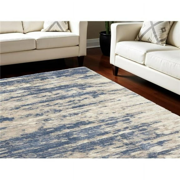 HomeRoots 551267 7 x 9 ft. Abstract Shag Rectangle Area Rug - Light Blue, Gray & Beige