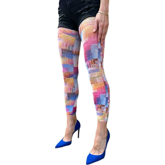 Multicolored Abstract Patterned Footless Tights for Women