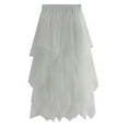 thumbnail image 2 of Fesfesfes Skirts for Women Solid A-line Irregular Net Yarn Elastic Waist Casual Pleated Skirt, 2 of 6