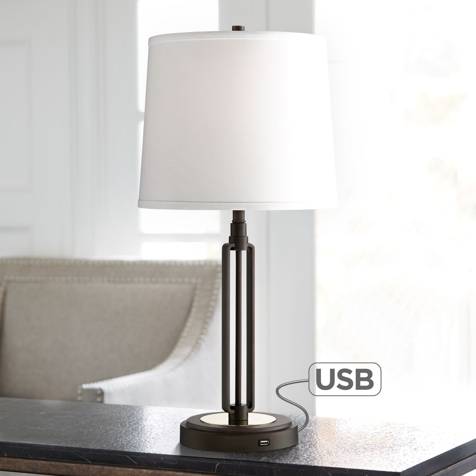 Franklin Iron Works Industrial Table, Franklin Iron Works Industrial Table Lamp With Usb Port Ikea