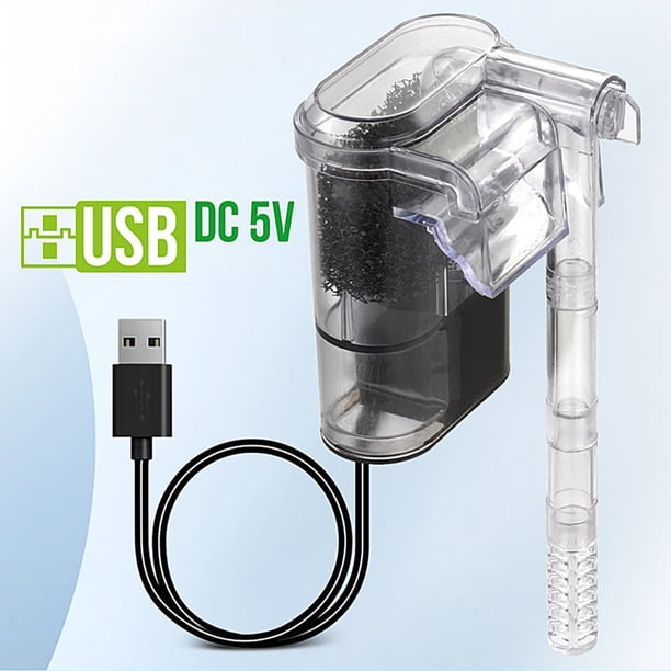 Furvclv Filtro de Acuario, Filtro de Pecera Montado en la Pared Silencioso, Máquina de Filtrado de Cascada de Flujo de Agua Ajustable Que Aumenta el Oxígeno para Acuarios de Peceras
