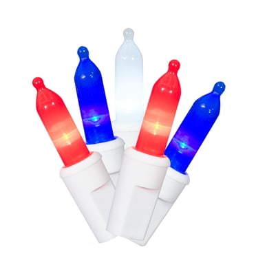 Indoor/Outdoor 50-Count LED Mini String Lights, Red/Cool White/Blue, 9.5', Patriotic by Way To Celebrate
