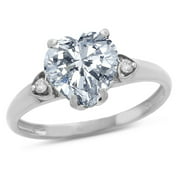 Star K Heart Shaped 8mm Genuine White Topaz Engagement Promise Wedding Ring in 14 kt White Gold Size 6