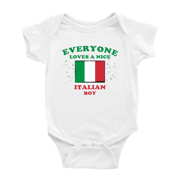 Everyone Loves a Nice Italian Boy Cute Baby Bodysuits (White, 18-24 Months)