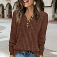 thumbnail image 2 of NMMUED Sweaters for Women Pullover Sweaters for Women Ribbed Tops for Women Henley Shirts for Women, Coffee L, 2 of 3