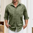 thumbnail image 2 of Men's Slim Fit Corduroy Shirt Long Sleeve Button Down Casual Shirt with Chest Pocket for Autumn Winter Daily Wear Mens Summer Lightweight Pullover Tee Shirts, 2 of 7