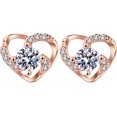 thumbnail image 1 of Pendientes JAMW Sencillez Plata de Ley 925 Corazón Circonitas Oro Rosa, 1 of 4