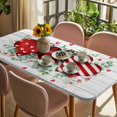 thumbnail image 3 of Valentine's Day Table Cloths for 4 Foot Rectangle Tables, Red Striped Love Eucalyptus Grey Wooden Patio Waterproof Elastic Fitted Tablecloths, Washable Rectangular Table Cover for Camping, 3 of 8