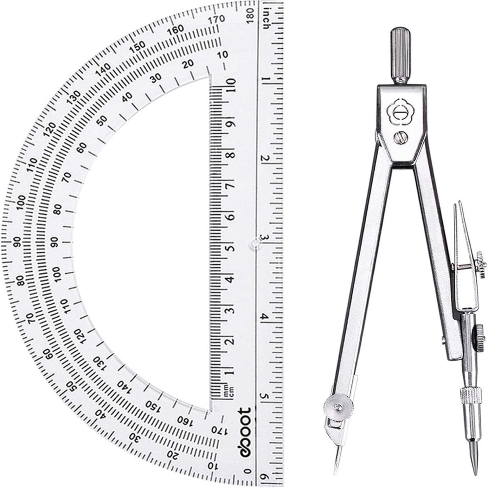 Learning Resources SAFE-T Bullseye Compass, Ruler, Protractor, Multicolor