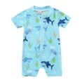 thumbnail image 1 of Hiiyo Infant Boys Zipper One-Piece Swimsuit Cartoon Dinosaur Rash Guard, 1 of 6