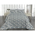 thumbnail image 2 of Ambesonne Ethnic Quilted Bedspread Set 3 Pcs, Leaf Silhouettes Traditional, Queen, Slate Blue Ivory, 2 of 4