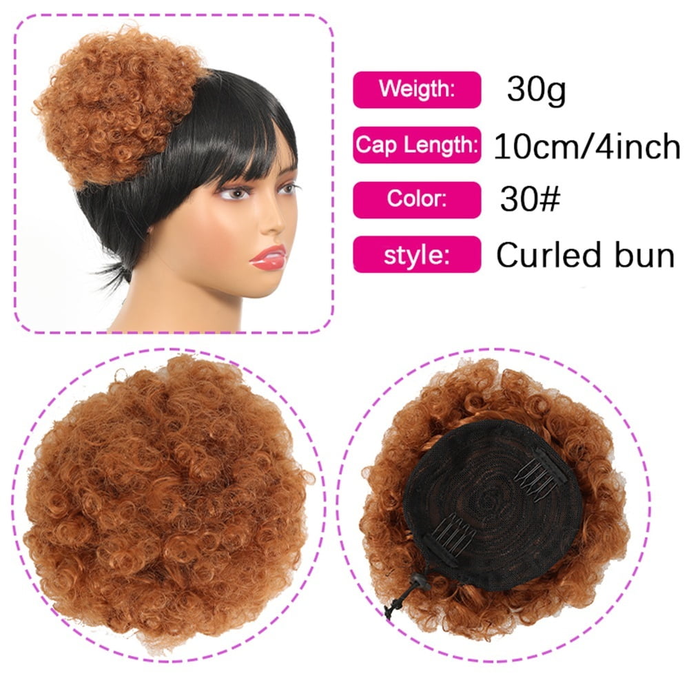 Short Kinky Curly Bun Hair Pieces Afro Puff Drawstring Ponytail Extension Synthetic Curly Ponytail Bun Hairpiece
