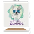 thumbnail image 2 of GZHJMY Square Drink Coasters, 6 Pcs Hello Summer Puppy Pug Dog Absorbent Ceramic Coffee Coasters for Drinks with Cork Base Housewarming Gift for Home Decor, 2 of 6