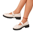 thumbnail image 4 of Samdudou Mary Janes Shoes for Women Closed Toe Round Front Sweet Bowknot Decor Adjustable Buckle Strap Chunky Sole Preppy Style Casual School Walking Everyday Footwear, 4 of 9