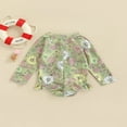 thumbnail image 3 of QJUHUNG Kid Baby Girls One Piece Swimsuit Long Sleeve Zipper Swimwear Ruffle Rashguard Bathing Suits Beachwear, 3 of 6