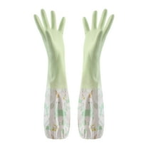 1 Pair Rubber Cleaning Gloves for Dishwashing, Reusable Kitchen Gloves for Washing Dishes and Household Cleaning,Dish Gloves with Flocked Lining and Non-Slip Grip, Pefect for Woman Men (12x10cm)