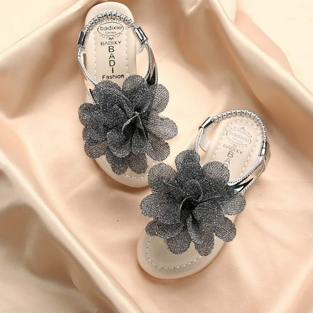 

TRIHIY Summer Girls Flowers Baby Fashion Soft Bottom Student Sandals And Slippers