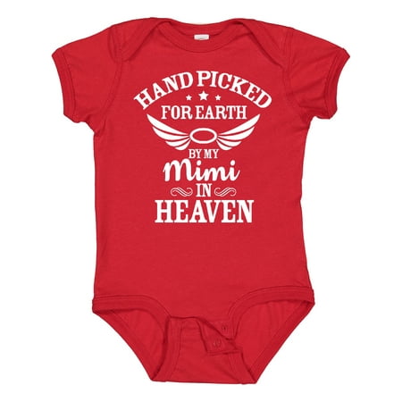 

Inktastic Handpicked for Earth by My Mimi in Heaven with Angel Wings Boys or Girls Baby Bodysuit