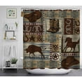 thumbnail image 3 of 4PCS Western Cowboy Riding Horse Shower Curtain Set, Vintage Wild West Texas Ranch Country Rustic Farmhouse Bathroom Decor, Brown Shower Curtain, Non-Slip Bath Mat Toilet Rug, Life is A Rodeo, 3 of 7